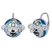 wholesale TOUPOP Tree Of Life Lever Back Earrings For Women Sterling Silver Crystal Jewelry Tree Of Lfe Gifts For Women Birthday -style_name:5-Bee