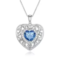 TOUPOP Sterling Silver 12 Birthstone Celtic Heart Necklace Birthday Anniversary Christmas Gifts-color_name:9-Spe-Sapphire