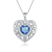 wholesale 925 Sterling Silver Heart Celtic Necklace With 12 Birthstone Jewelry Birthday Anniversary Christmas Gifts For Her Wife Girlfriend Mom -color_name:9-Spe-Sapphire