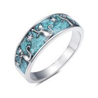 wholesale TOUPOP Turquoise Rings For Women 925 Sterling Silver Promise Engagement Statement Boho Vintage Finger Antique Turquoise Ring Jewelry Gift For Women Christmas Birthday -style_name:5-Cat