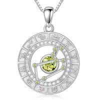 wholesale TOUPOP Zodiac Constellation Necklace For Women 925 Sterling Silver Birthstone Pendant Necklaces Zodiac Sign Jewelry Birthday Christmas Gifts For Women Her -style_name:8-Leo(7.23-8.22)-Peridot