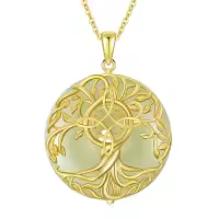 TOUPOP 14K Gold Plated Sterling Silver Jade Tree Of Life Necklace Celtic Family Jewelry Gift-style_name:Witches Knot