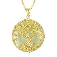 wholesale Jade Tree Of Life Necklace 14k Gold Plated Sterling Silver Celtic Family Tree Jewelry Birthday Christmas Gifts For Women Mom Wife -style_name:Witches Knot