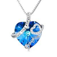 wholesale TOUPOP Mothers Day Gifts For Mom 925 Sterling Silver I Love You Forever Necklace Heart Crystal Mother Daughter Jewelry Birthday Gifts For Her Women Grandma Nana From Daughter Son -style_name:Daughter