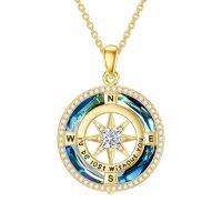 wholesale TOUPOP Birthstone Necklace Sterling Silver I'd Be Lost Without You Compass Pendant Necklaces With Crystal Women Birthday Anniversary Christmas Jewelry Gifts For Her Wife Grilfriend Mom Daughter -color_name:G-01-Blue