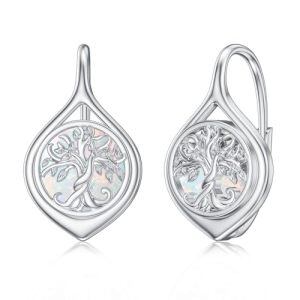 J-White Opal Tree of Life Earrings