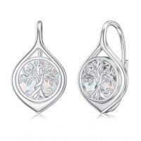 wholesale TOUPOP Leverback Earrings For Wonen 925 Sterling Silver Tree Of Life Earrings Dangle Drop Turquoise Moonstone Moss Agate Heart Jewelry Gifts For Women Anniversary Birthday Christmas -style_name:J-White Opal Tree of Life Earrings