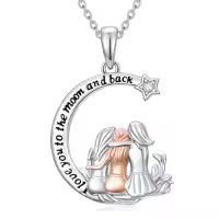 TOUPOP 925 Sterling Silver Sisters Necklace Pendant Jewelry Gift-style_name:2-Sister Necklace