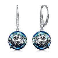 wholesale TOUPOP Nightmare Earring Jack Skellington Earrings Sterling Silver Crystal Jack And Sally Zero Earrings Jack Skellington Jewelry For Women Jack And Sally Drop Earring Skull Earrings Nightmare Earring Circle Crystal Gifts For Women Wife Girlfriend Daughter -color_name:Jack Skellington and Zero-Blue