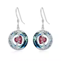 TOUPOP Sterling Silver Blue Crystal Moon Star Dangle Earrings-color_name:07-July-Ruby