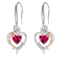 TOUPOP Sterling Silver Rose Quartz Butterfly Earrings Love Jewelry Gifts For Women-color_name:07-July-Ruby
