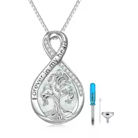 TOUPOP Sterling Silver Urn Necklace For Ashes With Filler Kit-style_name:Tree of Life Urn Necklace(White Opal)