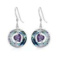 TOUPOP Sterling Silver Blue Crystal Moon Star Dangle Earrings-color_name:02-February-Amethyst
