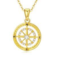 TOUPOP 14K Gold & Stone Compass Necklace For Women I'd Be Lost Without You-style_name:Compass Necklace-B