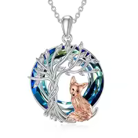 TOUPOP Sterling Silver Crystal Abalone Shell Animal Pendant Necklace-style_name:1-Crystal-Fox