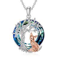 wholesale TOUPOP Tree Of Life Animal Necklace 925 Sterling Silver Crystal/abalone Shell Animal Pendant Jewelry Birthday Mothers Day Gifts For Women Mom Wife Her -style_name:1-Crystal-Fox