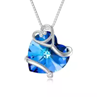 TOUPOP Sterling Silver Crystal Nurse Necklace Caduceus Pendant Jewelry-color_name:C-Stethoscope Necklace-Blue Heart Crystal