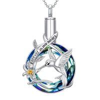 wholesale Urn Necklace For Ashes Dog/hummingbird/cardinal S925 Sterling Silver Crystal Cremation Jewelry For Ashes Gifts For Women, 18+2 Inch -style_name:Hummingbird