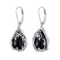 wholesale Celtic Filigree Earrings 925 Sterling Silver Teardrop Gemstone Dangle Earrings Fine Jewelry Birthday Christmas Gifts For Women -color_name:Black Onyx