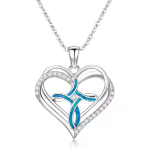 Heart Opal Cross Necklace