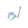 wholesale 925 Sterling Silver L-Shaped Nose Stud with Opal Stone for Women Men Nostril Piercing Jewelry-0-0