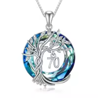 TOUPOP Sterling Silver Crystal Tree Of Life Necklace Gift For Women-style_name:70th-Blue Crystal