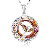 wholesale TOUPOP Phoenix Necklace 925 Sterling Silver Crystal Pendant Phoenix Rising Jewelry Women Birthday Gifts -color_name:02-Fire Phoenix