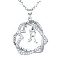 wholesale TOUPOP Gifts For Women Heart Initial Necklace 925 Sterling Silver Double Heart Pendant Necklace Birthday Jewelry Birthday Christmas Gifts For Her Wife Girlfriend -style_name:Initial H
