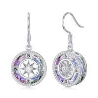wholesale TOUPOP Birthstone Earrings For Women Sterling Silver Compass Dangle Earrings With Crystal Anniversary Birthday Jewelry Gifts For Her Wife Girlfriend -color_name:B-04-April-Simulated Diamond