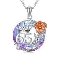 wholesale TOUPOP Birthday Gifts For Women 925 Sterling Silver Birthday Necklace With Purple Circle Crystal Jewelry For Wife Girlfriend Mom Grandma Anniversary Christmas -style_name:65th