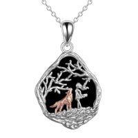 wholesale TOUPOP Wolf Horse Necklace Sterling Silver Animal Wolves/horse Jewelry Gifts For Women Mom Birthday -style_name:Style 6 Obsidian Wolf