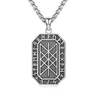TOUPOP 925 Sterling Silver Zircon Norse Viking Necklace For Men Gifts-style_name:A-Viking Web of Wyrd