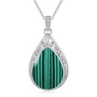 wholesale Teardrop Necklace 925 Sterling Silver Filigree Gemstone Pendant Necklace Fine Jewelry Birthday Christmas Gifts For Women Her Mom -style_name:Malachite