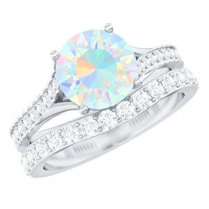 D Opal Moissanite Ring