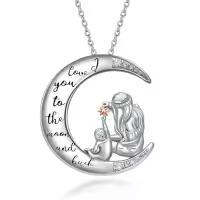 TOUPOP Sterling Silver & Stone Mother Daughter Jewelry Gifts-style_name:F Mom-moon