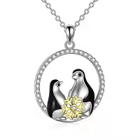 TOUPOP Sterling Silver Animal Pendant Women Jewelry Christmas Gifts-style_name:Penguin-Snowflake