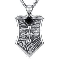 wholesale Compass Necklace S925 Sterling Silver Compass Evil Eye/yin And Yangon Dog Tag Pendant Necklace With 22"+2" Chain Graduation Gifts Christmas Gifts Birthday Gifts For Him/her -style_name:A Shield Compass