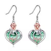 TOUPOP 925 Sterling Silver Crystal Rose Heart Drop Earrings-style_name:08 Aug-Mom Earrings with Heart Crystal