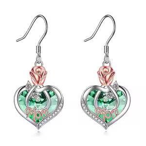 08 Aug-Mom Earrings with Heart Crystal