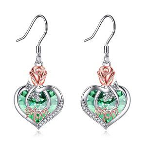 08 Aug-Mom Earrings with Heart Crystal
