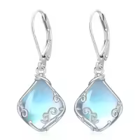 TOUPOP Sterling Silver Gemstone Filigree Teardrop Leverback Earrings-color_name:A-Moonstone
