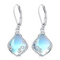 wholesale Filigree Teardrop Earrings 925 Sterling Silver Gemstone Leverback Earrings Jewelry Birthday Christmas Gifts For Women -color_name:A-Moonstone