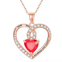 TOUPOP Sterling Silver Birthstone Forever Love Heart Pendant Necklace-color_name:Rose Gold-01-Jan