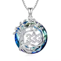 TOUPOP 925 Sterling Silver Tree Of Life Angel Number Necklace Birthstone Jewelry-style_name:333
