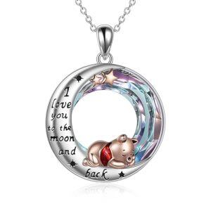 Bear Necklace with Purple Circle Crystal-1