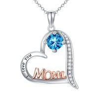 wholesale Birthday Gifts For Mom 925 Sterling Silver Heart Mom Necklace Birthstone Jewelry Mother's Day Christmas For Women Mother Grandma -color_name:12-December-Topaz