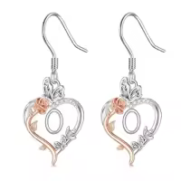 TOUPOP 925 Sterling Silver Rose Heart Butterfly Earrings Jewelry Gifts-style_name:Initial O