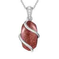 TOUPOP Sterling Silver Gemstone Pendant Fine Jewelry Gift for Women-color_name:Golden Sand Stone