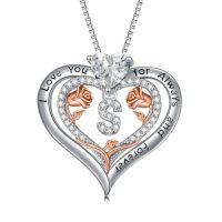 wholesale TOUPOP Christmas Gifts For Women,s925 Sterling Silver Heart Rose A To Z Initial Letter Pendant Necklace With Forever Love Heart Jewelry Valentien Mothers Day Birthday Gifts For Her Wife Mom Sister Girlfriend -style_name:Letter S