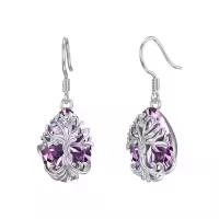 TOUPOP Sterling Silver Crystal Tree Of Life Family Dangle Earrings-style_name:Teardrop-6-June-Alexandrite